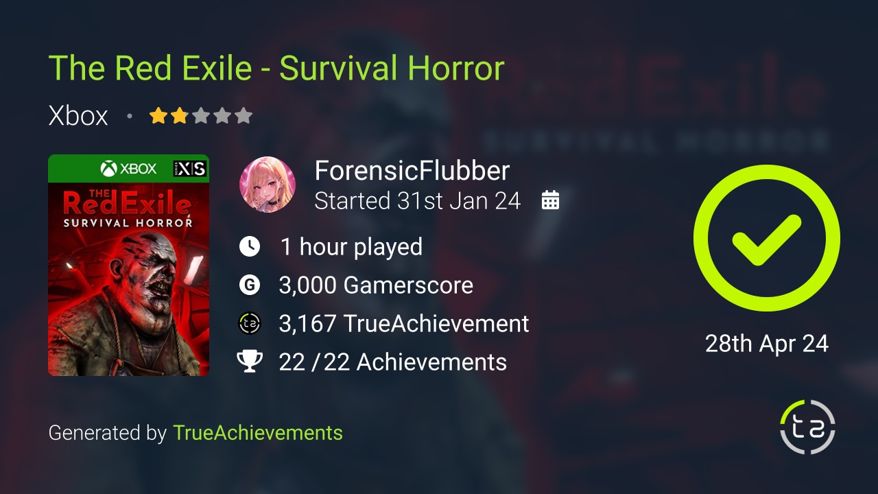 The Red Exile - Survival Horror achievement summary